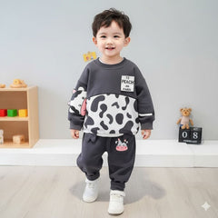 Adorable Cow Print Tracksuit for Kids