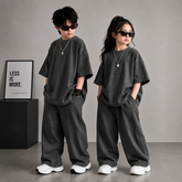 Charcoal Grey Kids Baggy Co-Ord Set – Premium Casual Wear for Boys (1-10 Years)