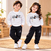 White Sweatshirt & Black Trouser Kids Tracksuit – O1