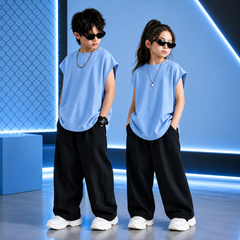 Sky Blue Premium Kids Korean Style Sando Co-Ord Set