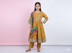 Elegant Embroidered Lawn Frock Suit for Girls – 4 Beautiful Colors
