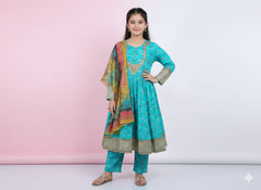 Elegant Embroidered Lawn Frock Suit for Girls – 4 Beautiful Colors