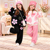 Black Floral & Pink Heart Co-Ord Set - Pack Of two-M1
