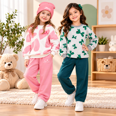 Pink Love Heart & Grey Bow Printed Set - Pack Of two