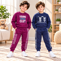 Purple Young Club Tracksuit & Navy Blue BU Sports Club Tracksuit Set - Pack of Two