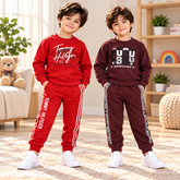 Red Tommy Hilfiger Printed Tracksuit & Maroon “I'M BUSY” Printed Tracksuit Set - Pack of Two