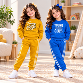 Mustard Yellow NY Graphic & Royal Blue Young Club Girls Winter Tracksuit – Pack of 2