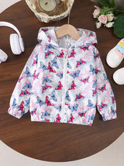 Baby girl trendy butterfly printed style winter fleece zip-up hoodie - #Z-0096