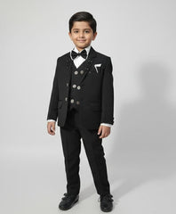 Boys Coat Pant 4-Piece Set – Classic Black Formal Suit (Ages 2–11 Years)