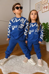 BLUE : YOUR DAY PRINTED WINTER TRACKSUIT