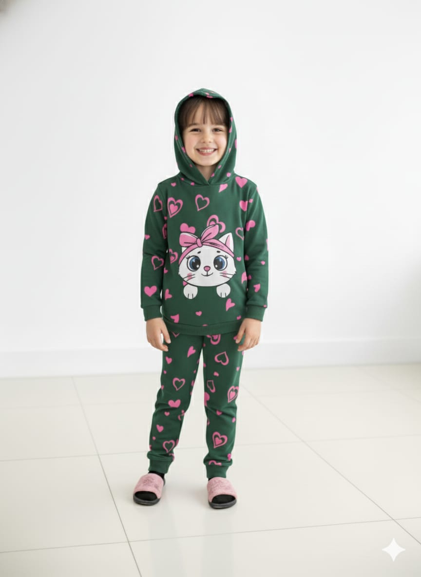 Green Kitty Hoodie 2 Pc