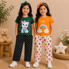 Kitty & Rainbow Girls Co-Ord Set – Pack of 2