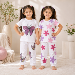 Butterfly & Floral Design 2-Piece Sleepwear Pack of two