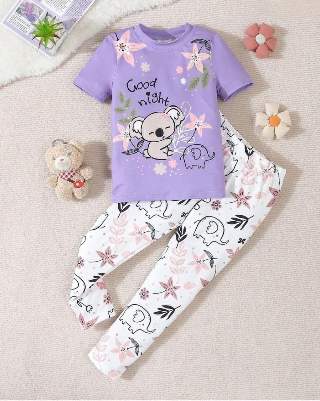 GOOD NIGHT BABY PURPEL PRINTED KIDS WEAR