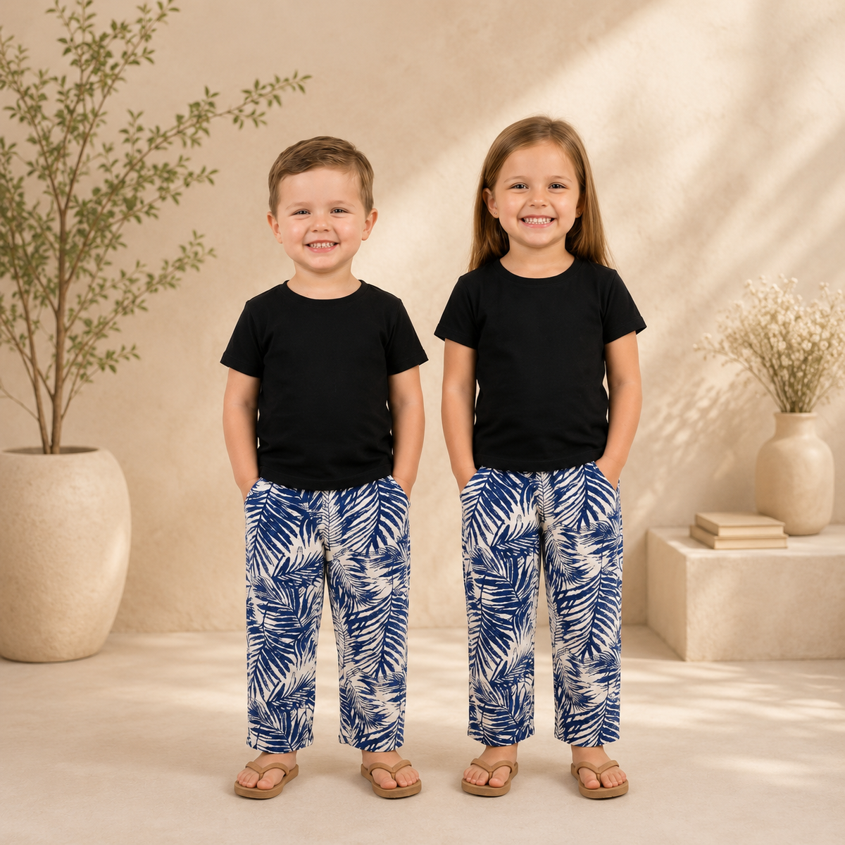 BLACK PLAN SHIRT &  PRINTED Trouser KIDS WEARS