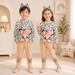 white bunny with cheeta print&nbsp; pajama Printed Kids Wear