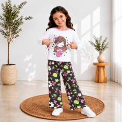White Sleepy Princess Printed Kids Night Suit