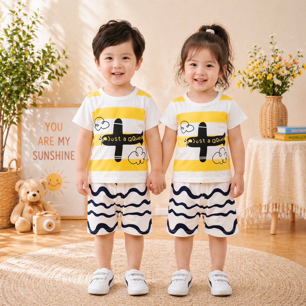 AEROPLANE PRINTED SHORT SLEEVE KIDS WEAR