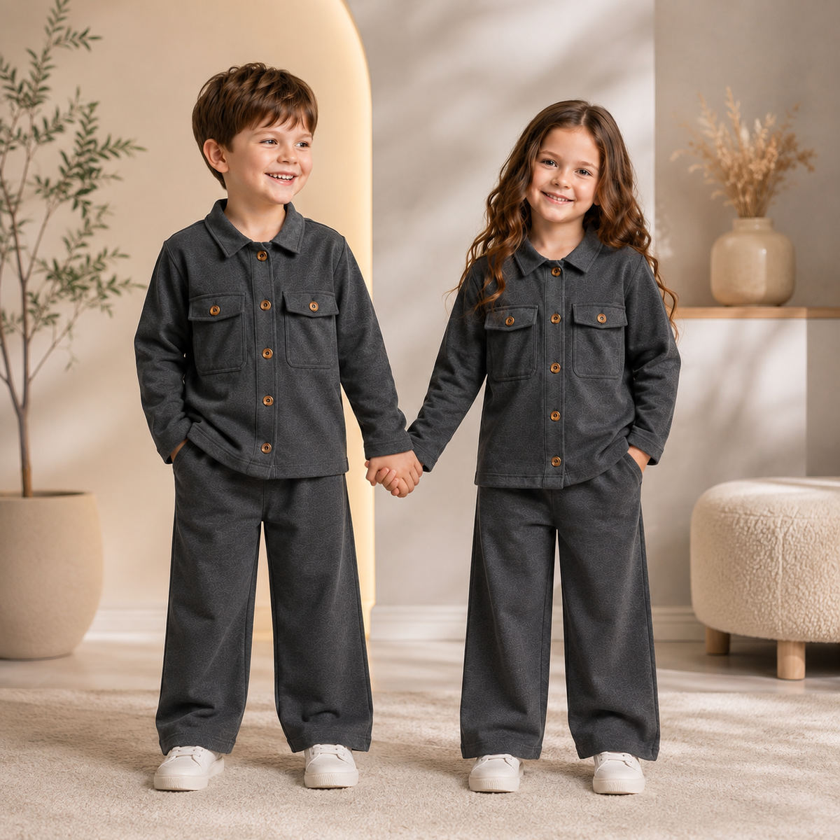 FULL SLEEVES SHIRT DOUBLE POKET KIDS WEAR 4 COLOURS