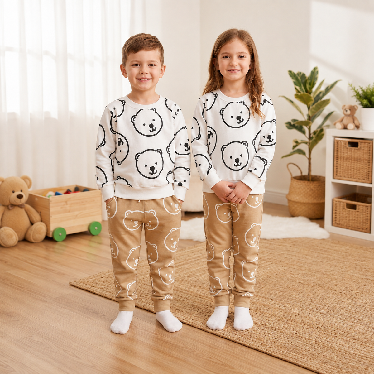 WHITE BEAR PRINTED KIDS WINTER TRACKSUIT