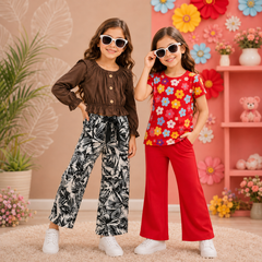 Red Daisy Flower Set + Brown Crown Girl Set  (Pack of 2)