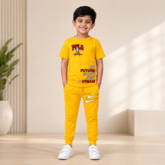 Boys Yellow  POLO Graphic Co-Ord Set – Premium Cotton Summer Outfit