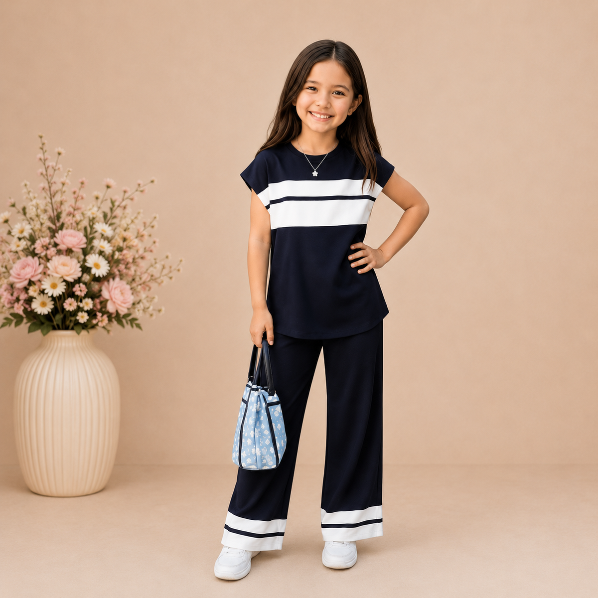 Blue Sando Panal Printed Kids Wear