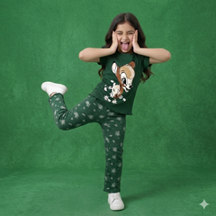 GREEN CUTE GIRL CHOICE PRINTED KIDS WEAR