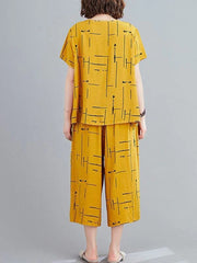 WOMEN HALF SLEEVES PRINTED CAPRI SET CH-1001