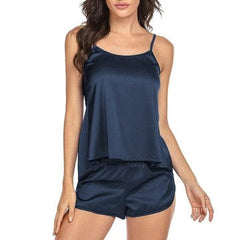 NAVY BLUE 2 PCS POLYESTER CAMI SET