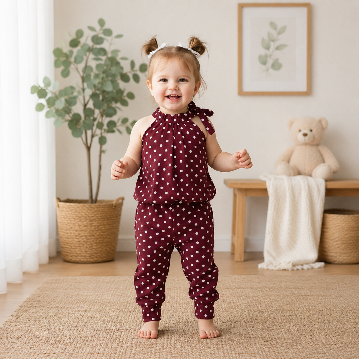 Mehroon : POLKA DOT PRINTED KIDS WEAR