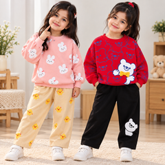 Pink Bunny & Red Teddy Bear Printed Sweatshirt – Pack of 2