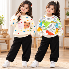 Polka Dot Bunny & Teddy Bear Sweatshirt – Pack of 2
