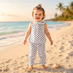 White : POLKA DOT PRINTED KIDS WEAR