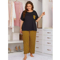 Mustard Check Pocket Pj Set Sleepwear