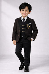 Boys Luxury 4-Piece Party Wear Coat Pant Set (Size 2 to 11 Years)