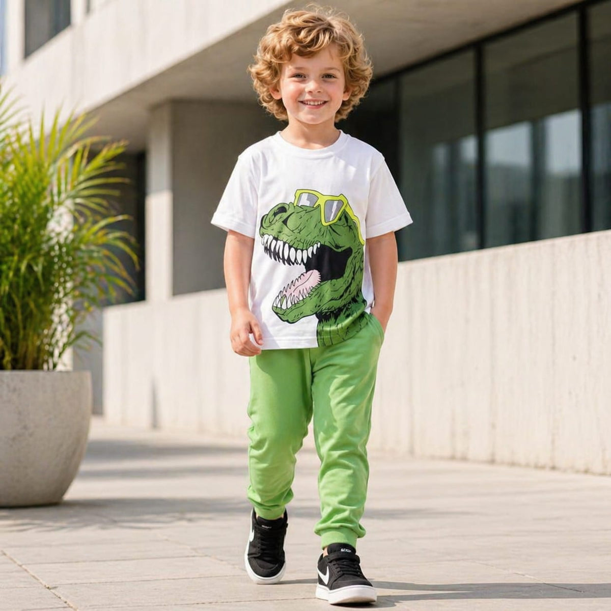 GREEN DINO SWAG PRINTED SET