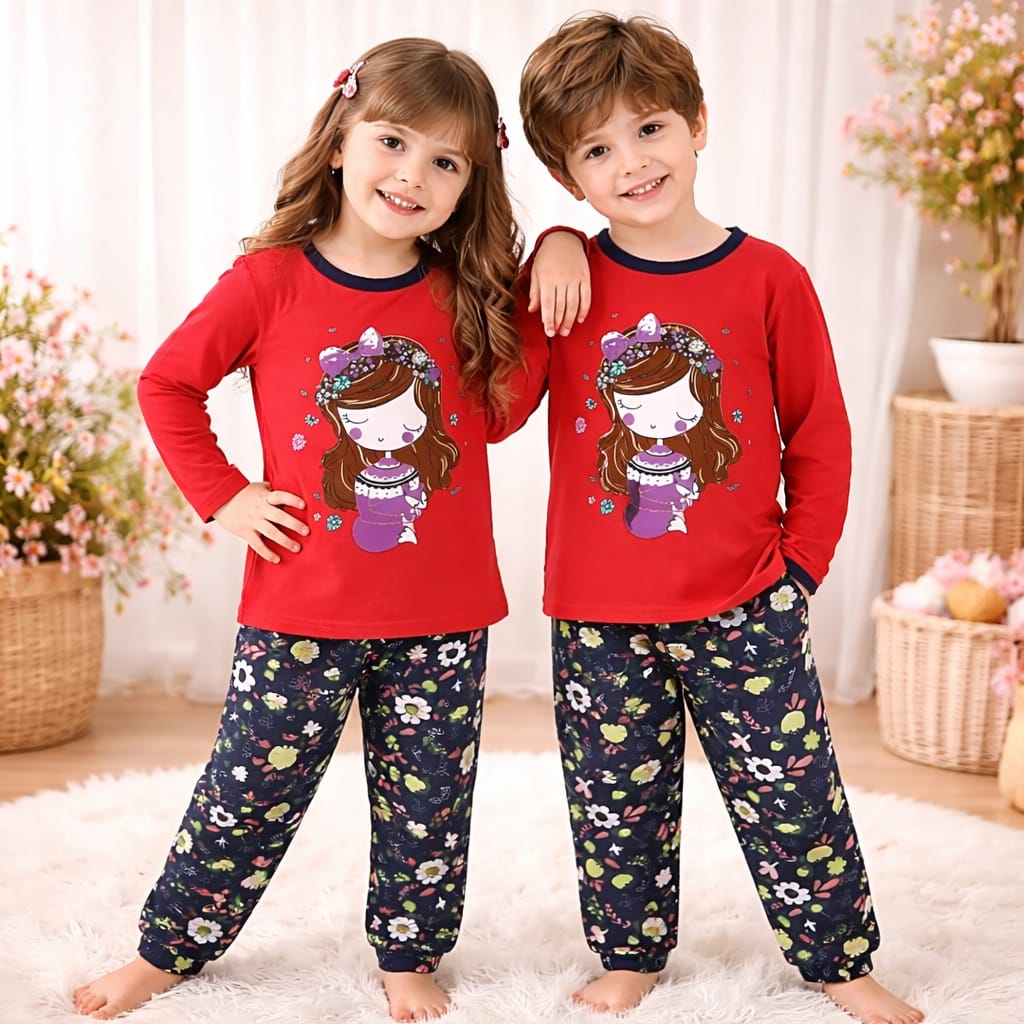 MEHROON SLEEPY PRINTED KIDS WEAR