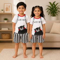 White Panda Pop Lining Short Style Kids Wear