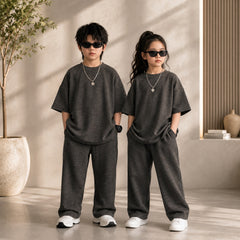Charcoal Grey Kids Baggy Co-Ord Set – Premium Casual Wear for Boys (1-10 Years)