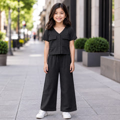 BLACK DOUBLE POKET SHIRT KIDS WEAR