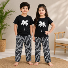 BLACK PRINTED SHIRT &  PRINTED TROUSER KIDS WEARS