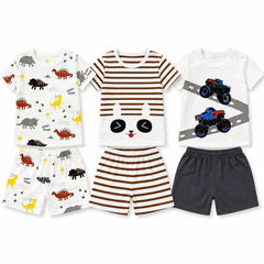 Dinosaur, Bunny & Monster Truck Print T-Shirt with Shorts (Pack of 3)