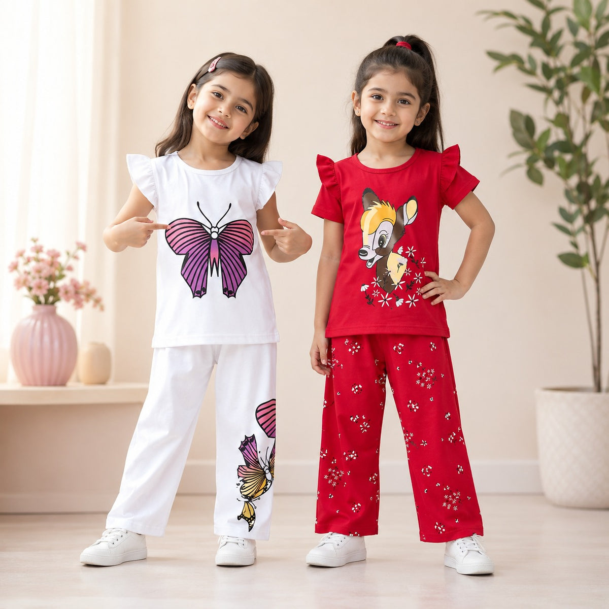 Butterfly & Baby Deer Kids Outfit (Pack of 2)