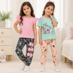 Pink Bow & Cute Koala Kids Outfit (Pack of 2)