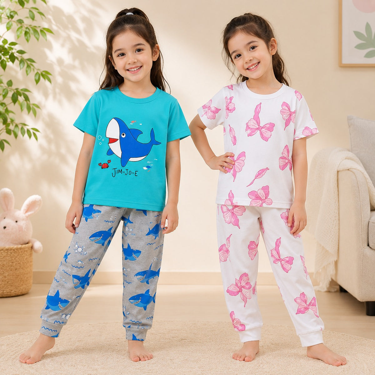 Shark & Butterfly Night Suit (Pack of 2)