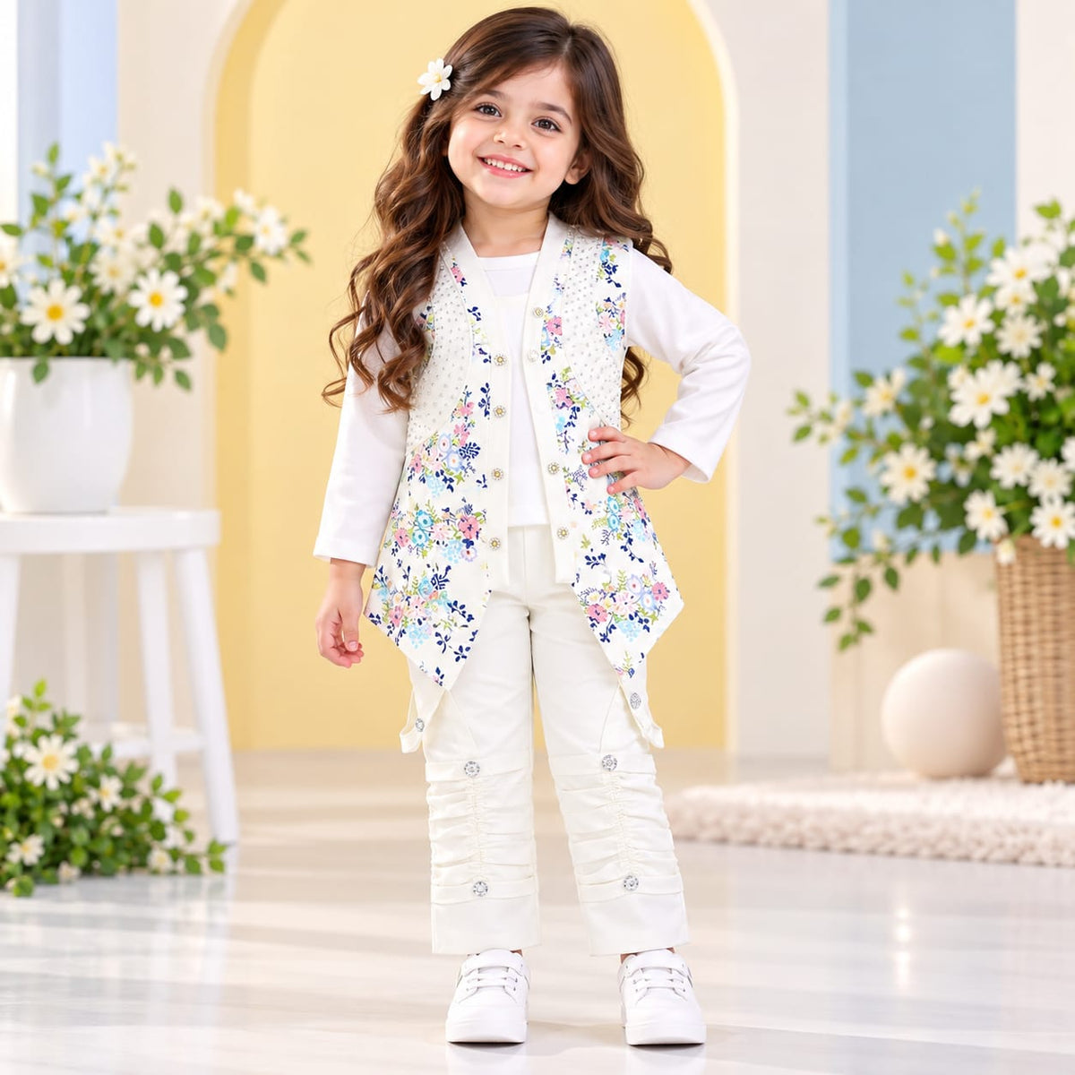 Girls Winter Fleece Suit Premium Floral Style Ages 1–6 Years