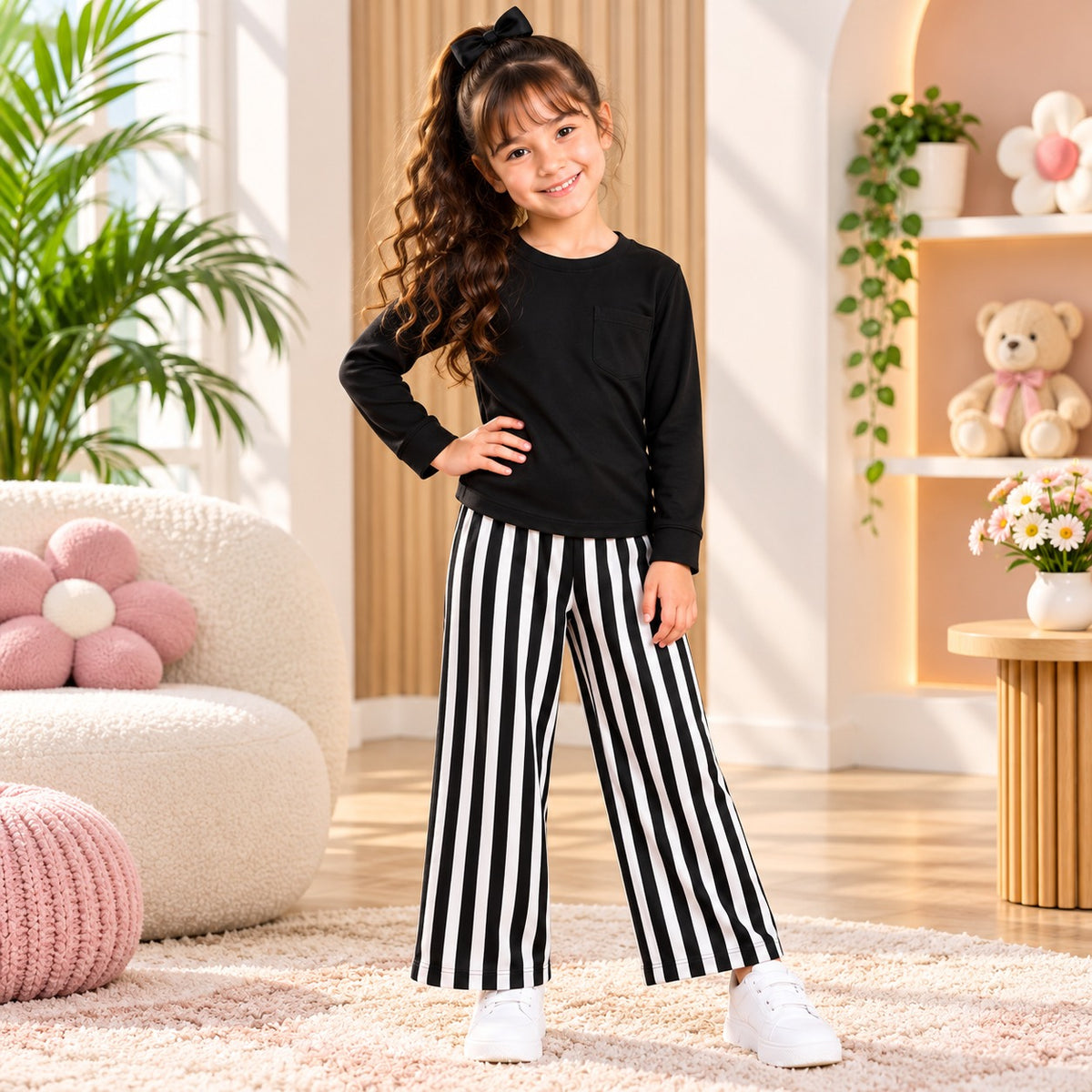 C1 BLACK NO PROBLEM SHIRT STYLE GIRL SET