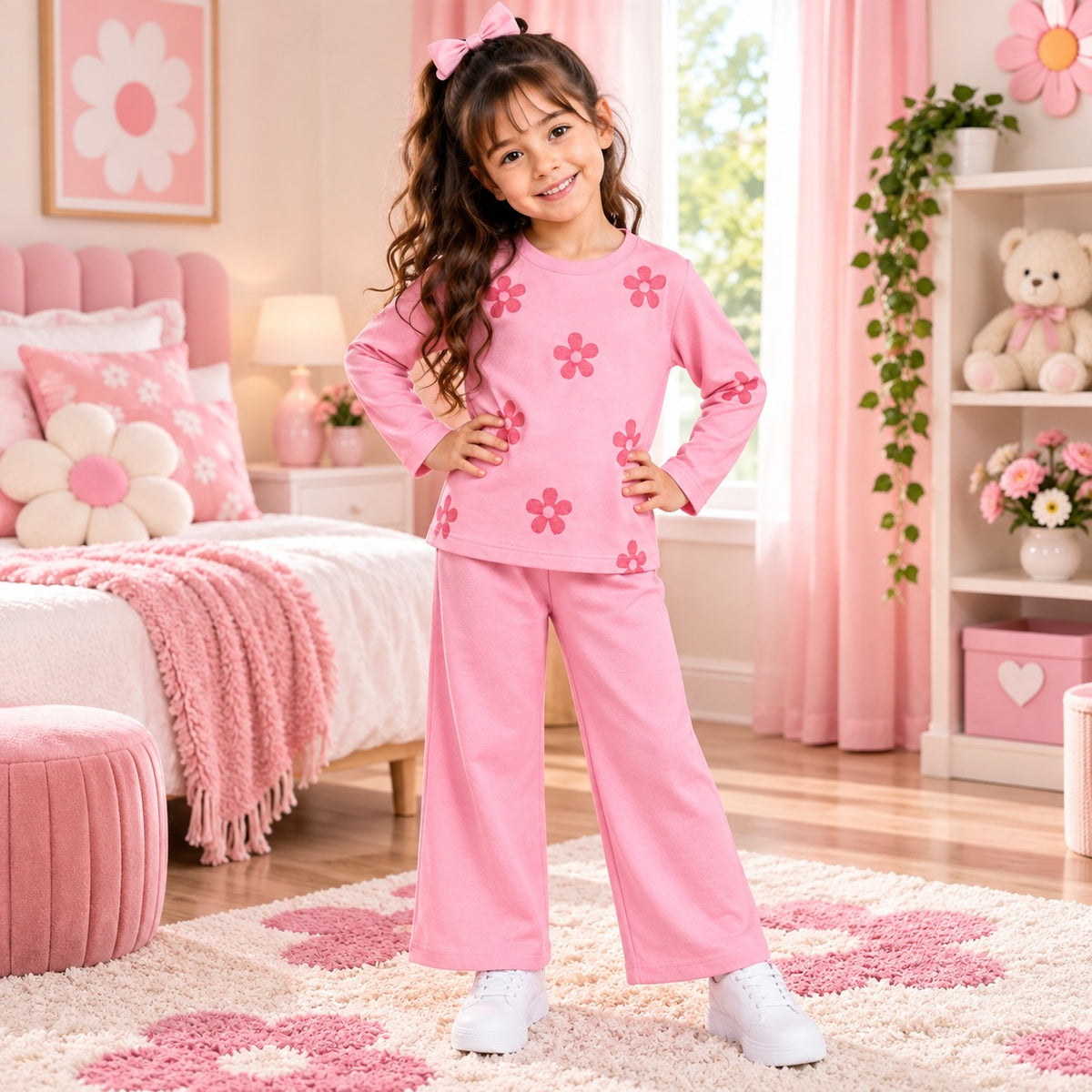 C1 PINK FLOWER STYLE SHIRT GIRL SET