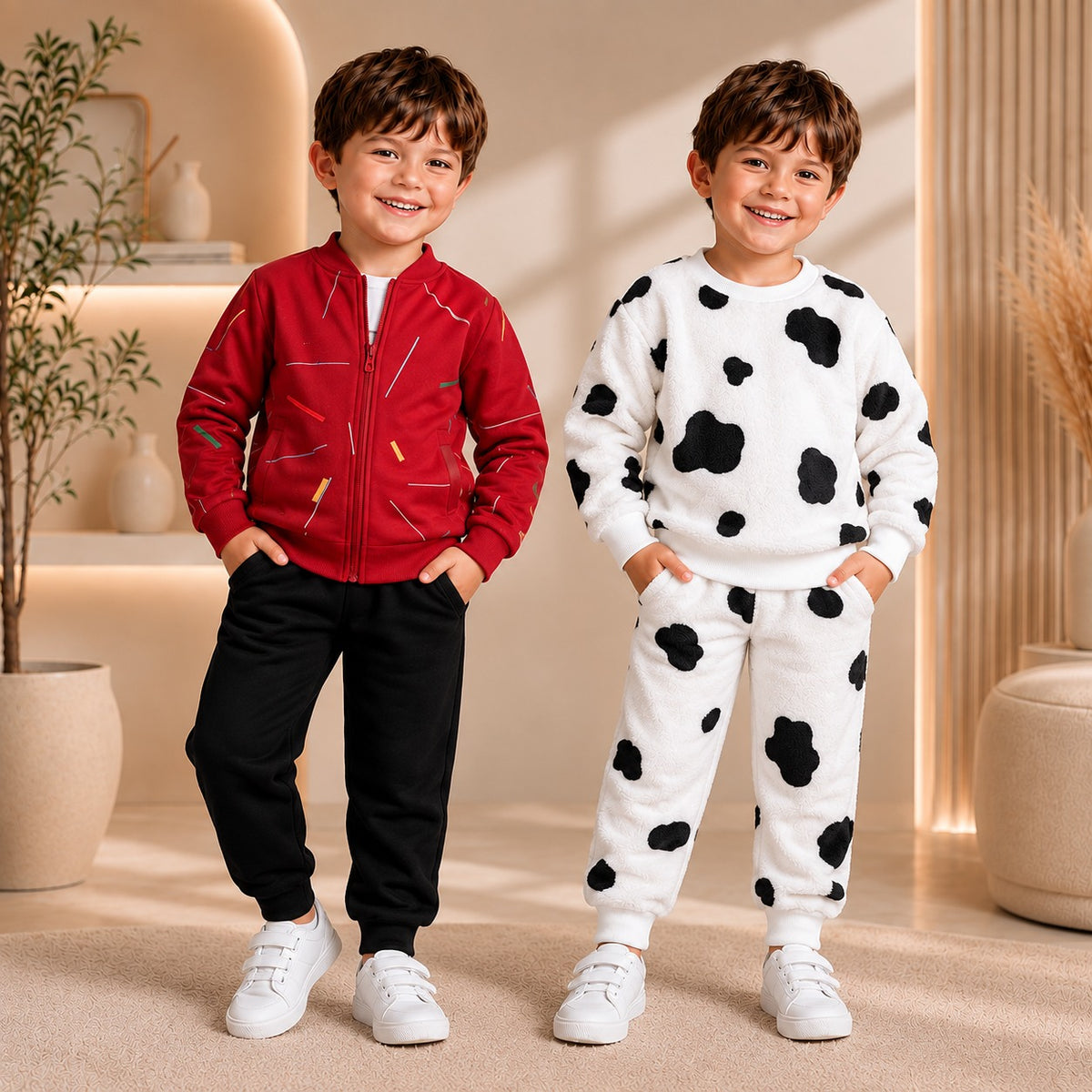 Red Track & Cow Print – Pack of 2